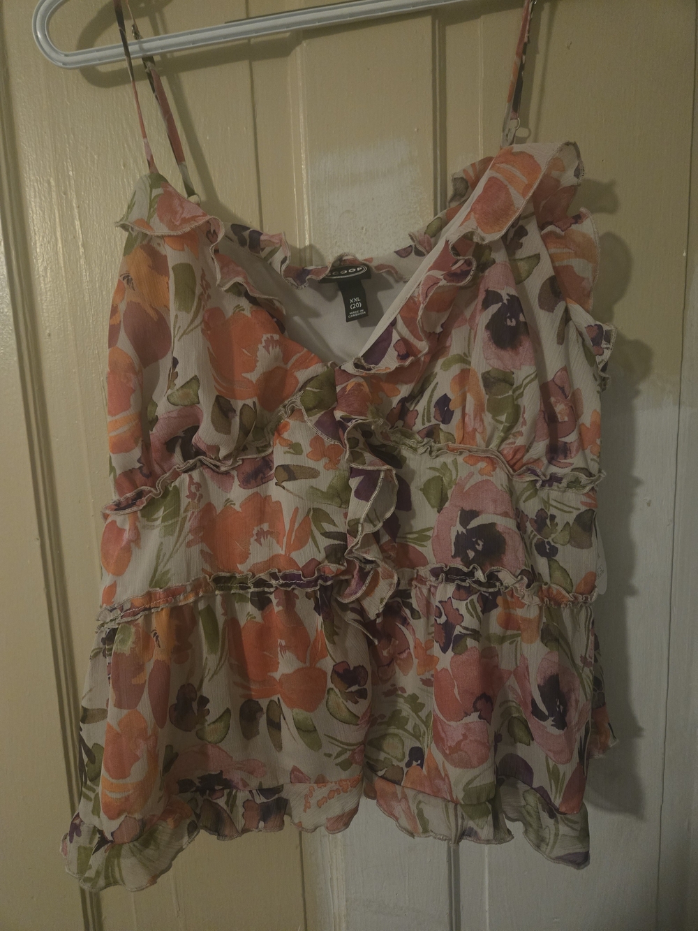 Floral Ruffle Spaghetti-Strap Tank Top - Multicolor